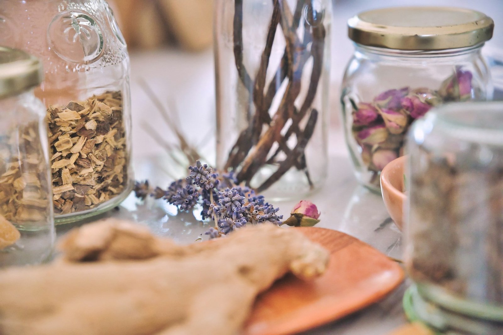 spices and ingredients in jars